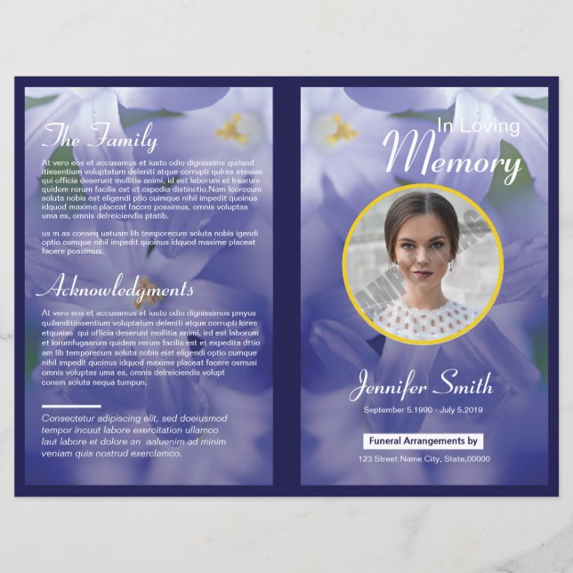 Floral Funeral Program Template (Front)