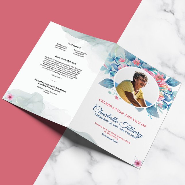Floral Funeral Program Template (Creator Uploaded)