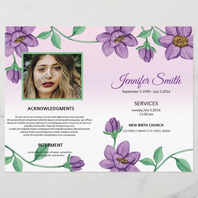 Floral Funeral Program Template (Front)