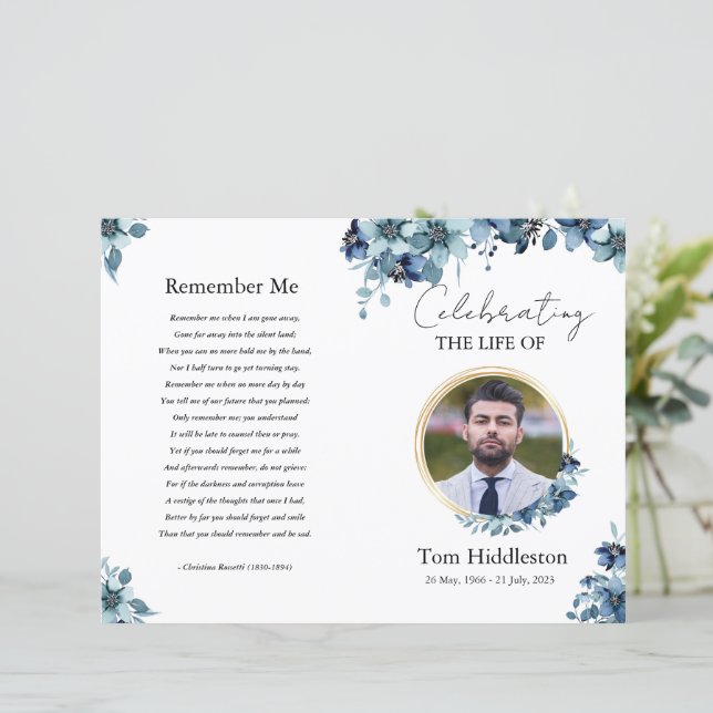 Floral Funeral Program Template (Standing Front)