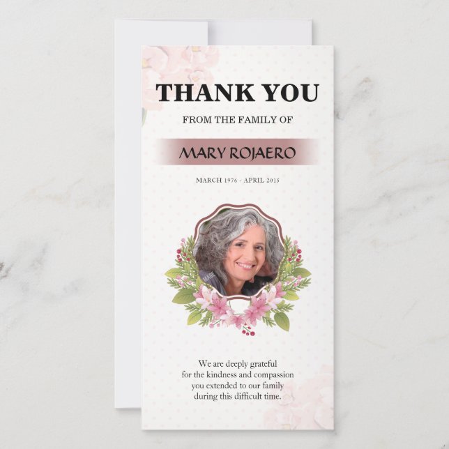 Floral Funeral Thank You Card (Front)