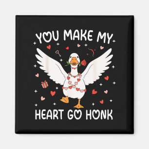 Floral Funny Silly Goose You Make My Heart Go Honk Magnet