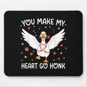 Floral Funny Silly Goose You Make My Heart Go Honk Mouse Pad
