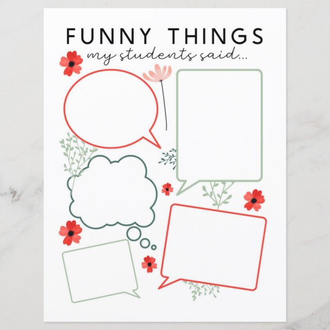 Floral Funny Things My Students Said (Front)