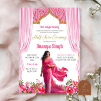 Floral Fuschia Red Half Saree Indian Girl Ceremony