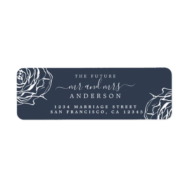  Floral Future Mr Mrs Dark Blue Return Address (Front)