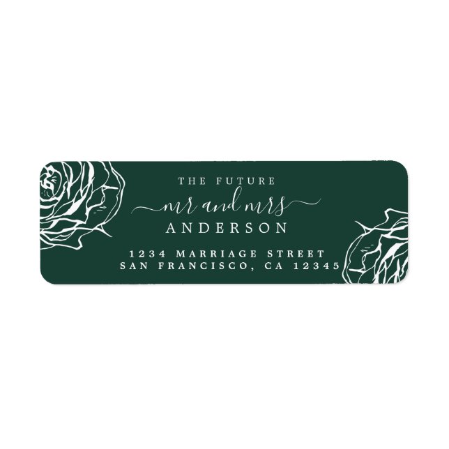  Floral Future Mr Mrs Dark Green Return Address (Front)