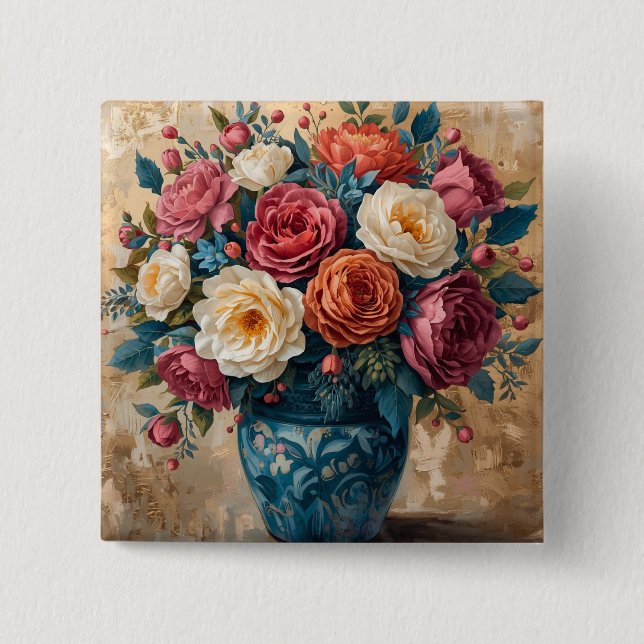 Floral Galore  2 Inch Square Button (Front)