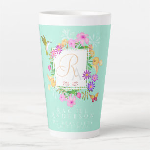 Floral Garden Aqua Latte Mug