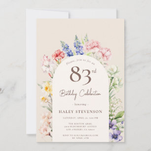 Floral Garden Arch Whimsical Beige 83rd Birthday Invitation