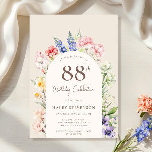 Floral Garden Arch Whimsical Beige 88th Birthday Invitation