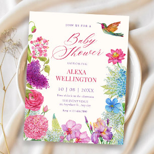 Floral garden baby shower invitation