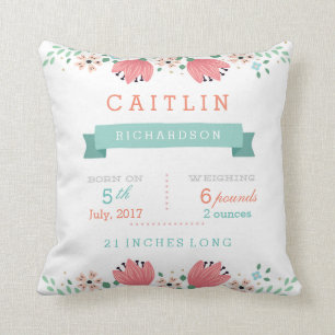 Floral Garden Baby Stats Pillow