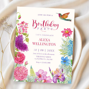 Floral garden birthday invitation