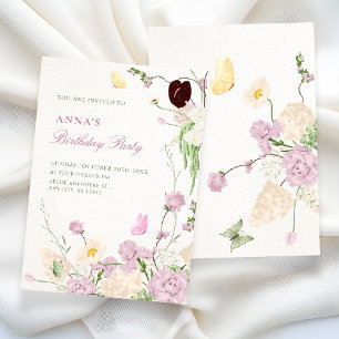 Floral garden birthday invitation