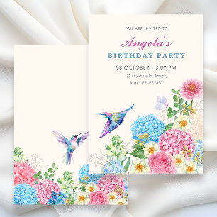 Floral garden birthday invitation