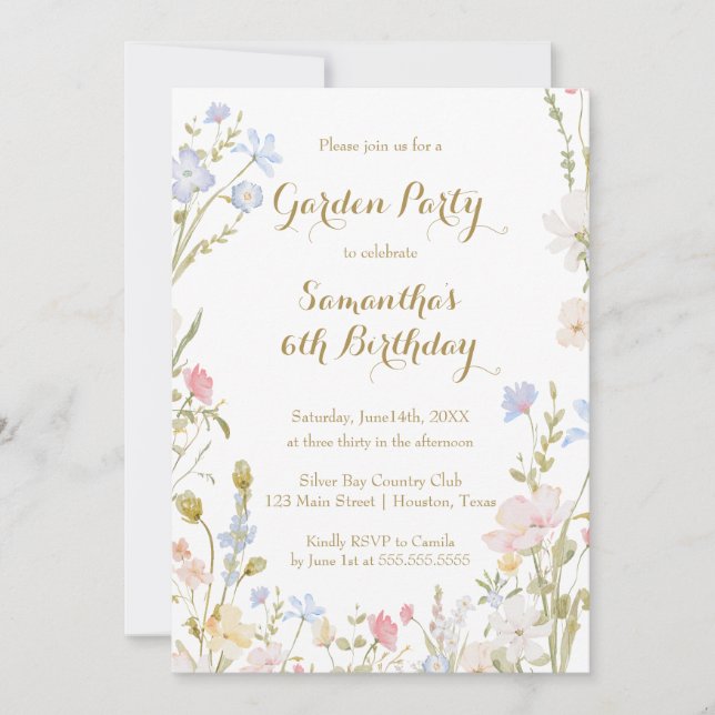 Floral Garden Birthday Invitation Spring (Devant)