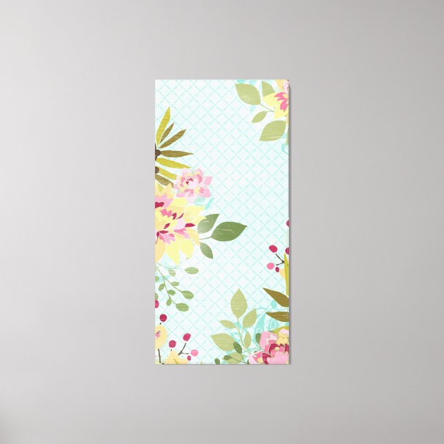 Floral Garden, Blue Background Canvas Print (Front)