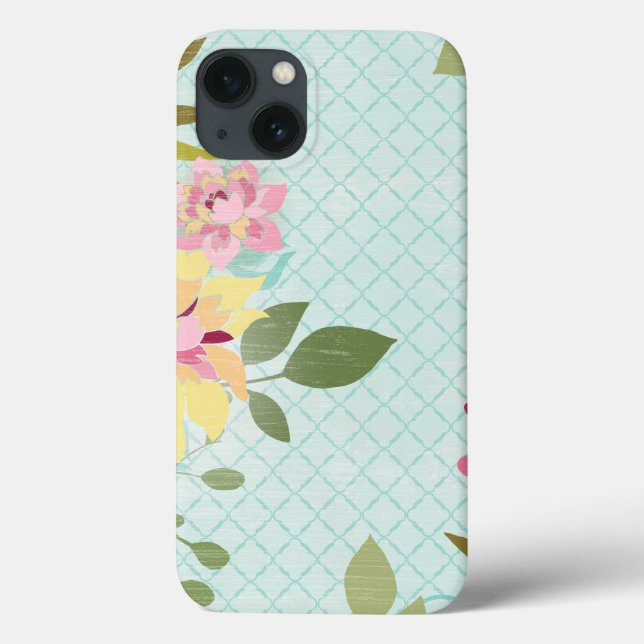 Floral Garden, Blue Background Case-Mate iPhone Case (Back)