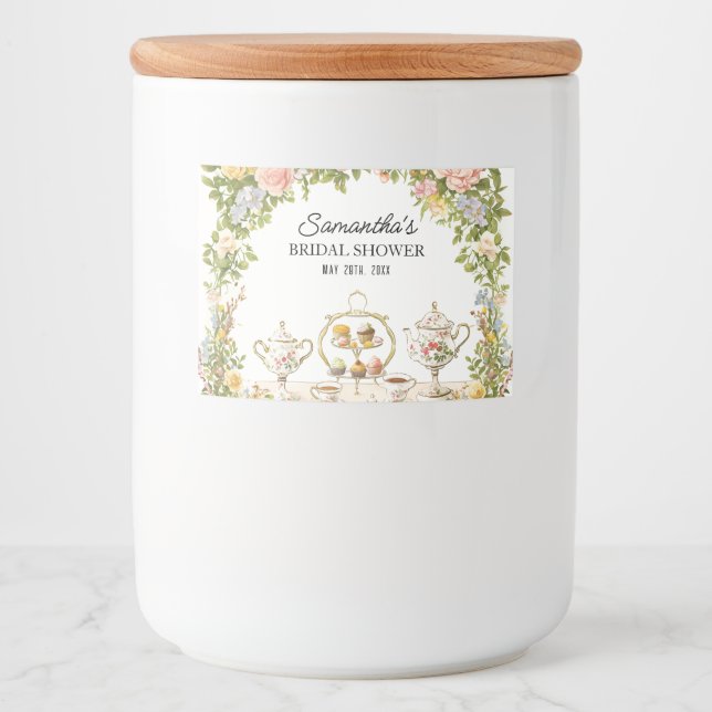 Floral Garden Bridal Shower Tea Party Drink and  Food Label (Front)
