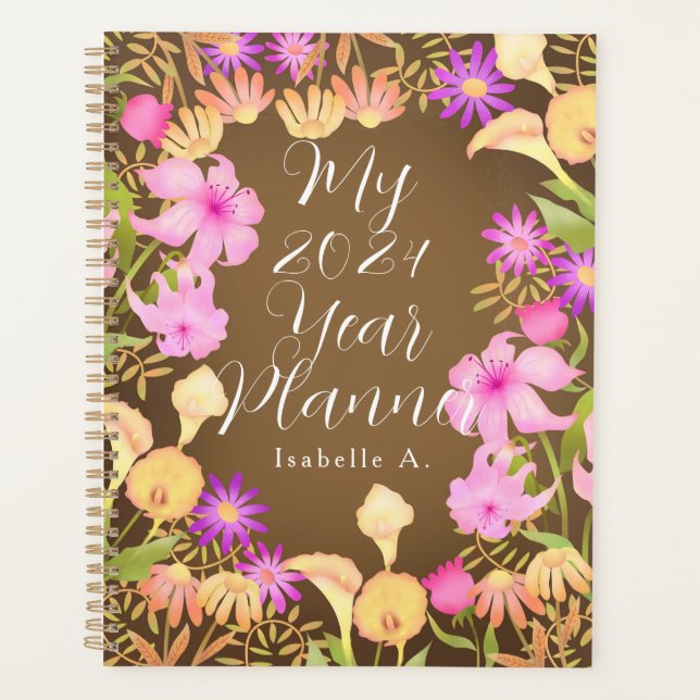 Floral Garden Brown Planner (Front)