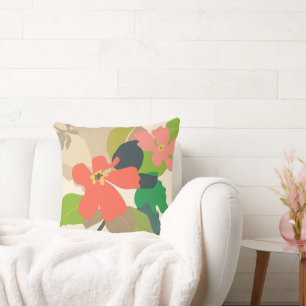 Floral Garden Colour Blocks Throw Pillow