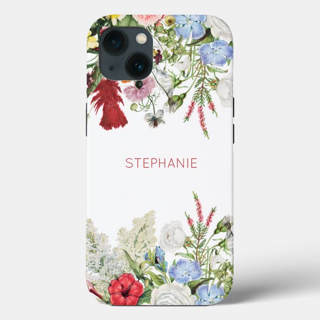 Floral Garden Colourful Flowers Custom Name Case-Mate iPhone Case (Back)