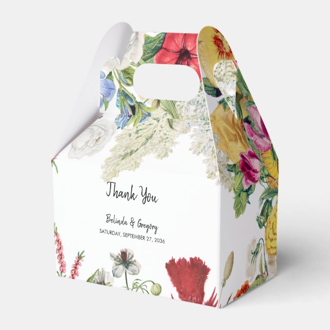 Floral Garden Colourful Flowers Wedding Favor Box (Front Side)