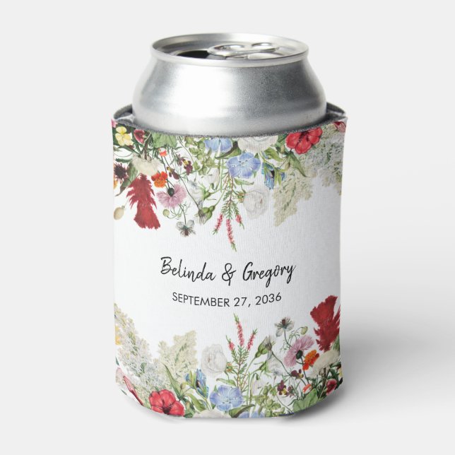 Floral Garden Colourful Flowers Wedding Favour Can Cooler (Can Front)