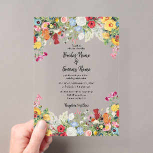 Floral Garden Colourful Flowers Wedding Invitation