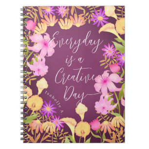 Floral Garden Creative Day Magenta Notebook