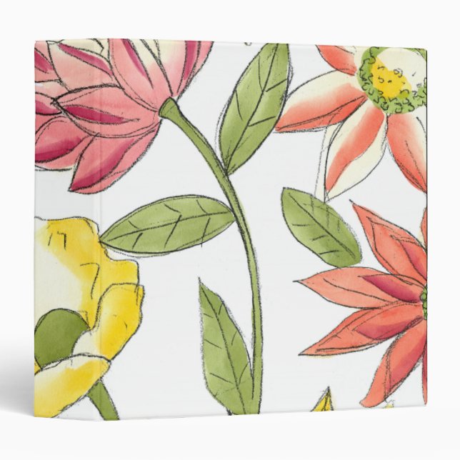 Floral Garden Design with White Background Binder (Front/Spine)