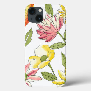 Floral Garden Design with White Background iPhone 13 Case
