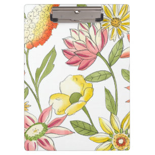 Floral Garden Design with White Background Clipboard