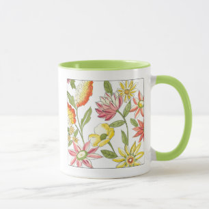 Floral Garden Design with White Background Mug