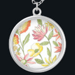Floral Garden Design with White Background Silver Plated Necklace<br><div class="desc">This floral garden design features strikingly bright colours against a pale white background,  making the flowers stand out even more. An amazing painting that can bring colour and beauty to any room. Purchase it for yourself,  or give it to a loved one as a gift!</div>
