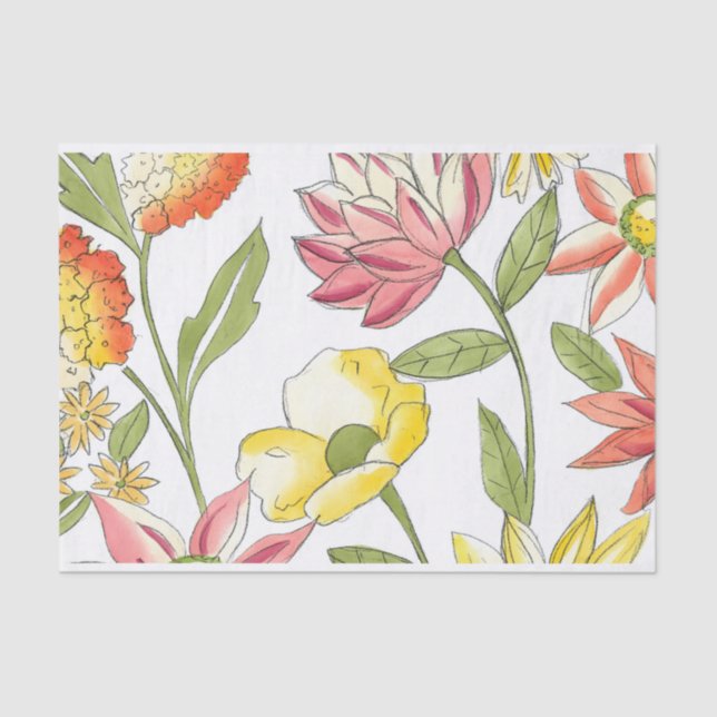 Floral Garden Design with White Background Tissue Paper (Front)