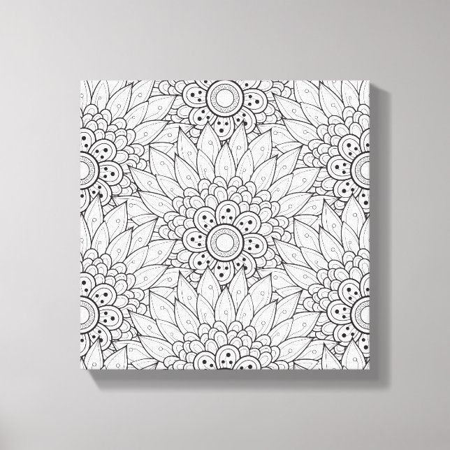 Floral Garden Doodle 6 Canvas Print (Front)