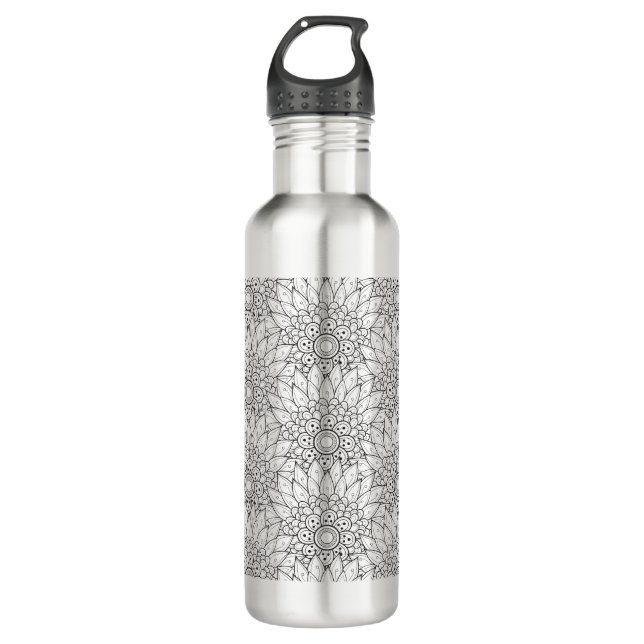 Floral Garden Doodle 710 Ml Water Bottle (Front)