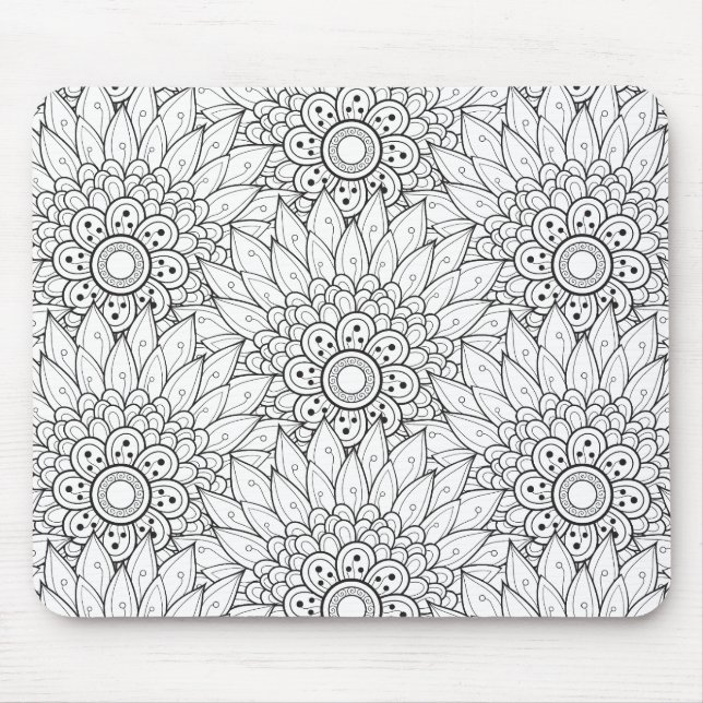 Floral Garden Doodle Mouse Pad (Front)