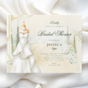 Floral garden dress bridal shower invitation