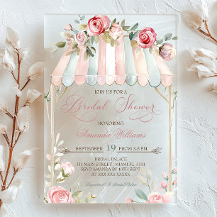 Floral Garden Elegant Bridal Shower Acrylic Invitations