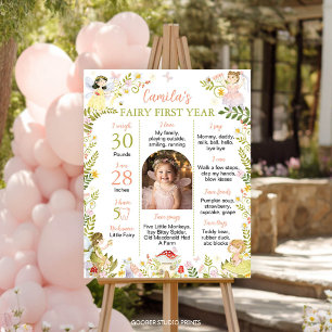 Floral Garden Fairy First Year Photo Milestone Poster