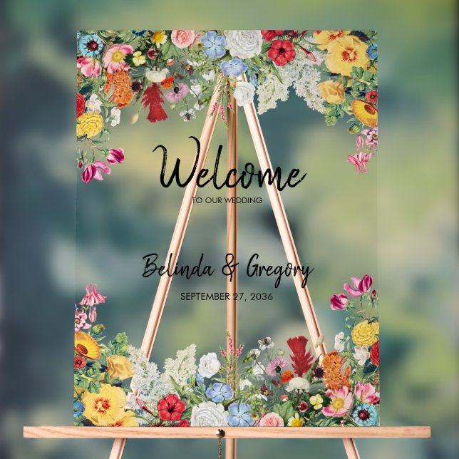 Floral Garden Flowers Mariage Affiche de bienvenue (Neutre)