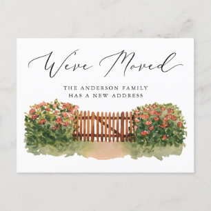 Floral Garden Gate Moving Announcement Postcard