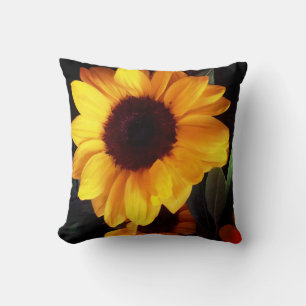 Floral garden greenhouse sunflower art throw pillow