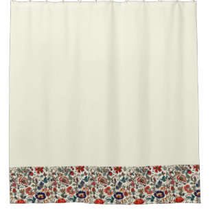 Floral Garden in Reds Border on Cream Background