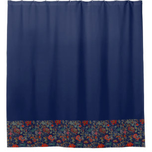Floral Garden in Reds Border on Dark Blue