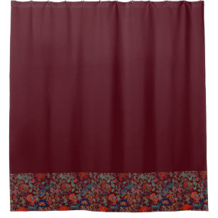 Floral Garden in Reds Border on Dark Red