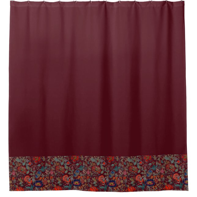 Floral Garden in Reds Border on Dark Red (Front)